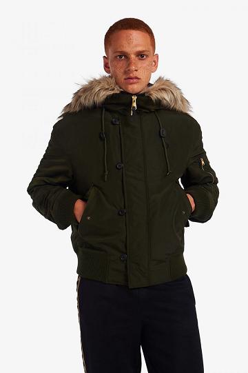 Fred Perry Snorkel Hupullinen Bomber Miesten Takki Vihreä | FI 1799WNBY